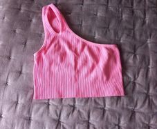 Pink cropped one shoulder T Shirt size m/l