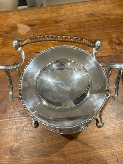 G.W.S George Wish EPNS silverplate 2 Tier Cake Stand Rare Cane Handle