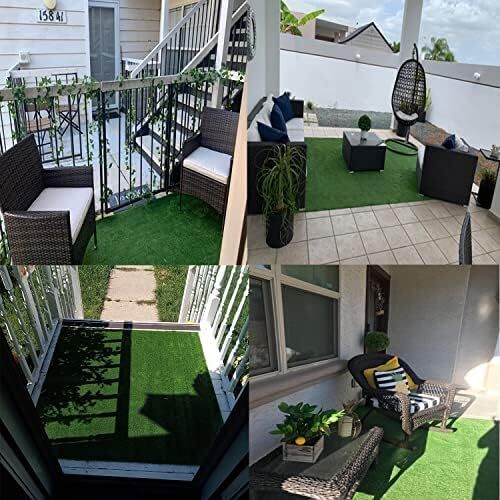 Artificial Grass Turf 10m x 1m Fake Lawn Astro Turf Pile High Artificial Grass Cheap Astro Garden Lawn Realistic Synthetic Grass Turf Lawn Mat with Drainage Holes for Pet Patio Garden Landscape