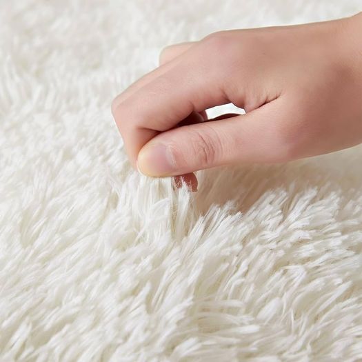 NEW SALE | Rugs Living Room - Modern White Area Rugs for Bedroom Non Slip -Super Soft Fluffy Shaggy Thick Pile Small Rug Non-Shedding Easy To Clean, 50cm x 80cm