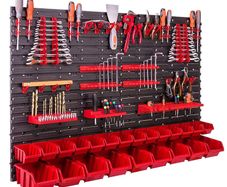 58pcs Wall Mounted Tool Organiser / Rack With Bins Pegs