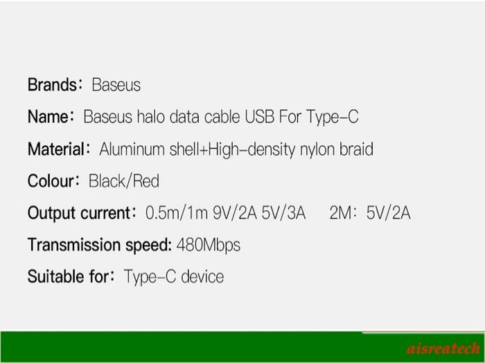 Baseus 3A Type-C USB-C cable Nylon Braided charging cable For Samsung Huawei