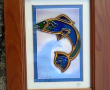 Salmon of Knowledge glass painting,Celtic Illuminations picture, Home decor,Father's Day gift