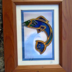 Salmon of Knowledge glass painting,Celtic Illuminations picture, Home decor,Father's Day gift