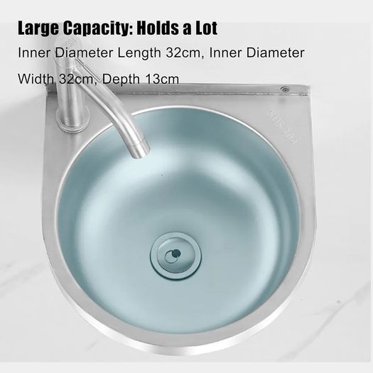 Small Bathroom Sink Washroom Semi-Circular Sink Washing Basin  Washbasin with Faucet for Bathroom Restroom Vanity Kitchen Laundry Restaurant Home Cafe Hotel