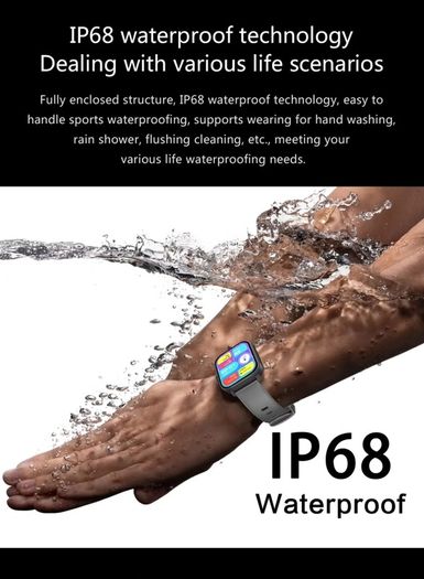Fashion Smart Watch 1.83" Waterproof Fitness Heart Rate Tracker for Men/Women
