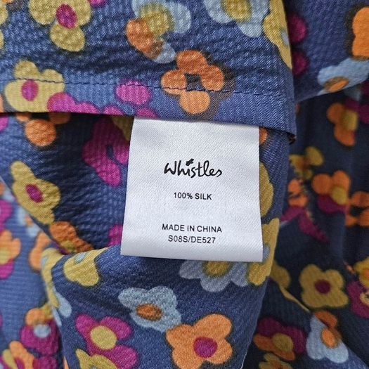 Whistles boho floral silk dress with empire waist 10 12 blue pink yellow