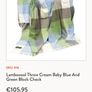 Lambswool Throw Cream Baby Blue and Green Block Check Image 4
