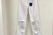 Bershka white high waist straight jeans