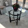 kitchen table glass top wooden frame Image 2