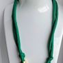 Rich Green & Gold Layered Rope Treble Bead Hoop Necklace Image 4