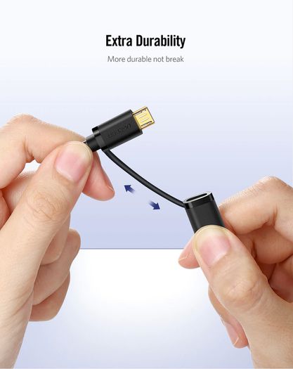 Ugreen 1M 2-in-1 (USB-C & Micro USB) QC 3.0 Fast Charger & Data Sync Gold Plated Cable (Brand New/Warranty)