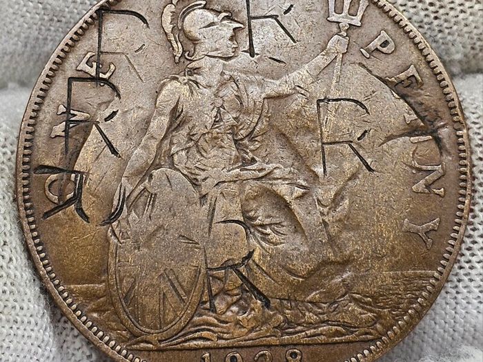 Great Britain 1928 1 Penny Counterstamped