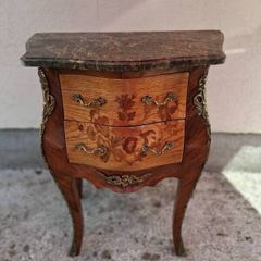 French Louis XV style bombe commode nightstand