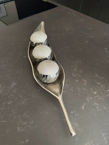 Silver Pea Pod Decorative Tray with Spheres