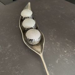 Silver Pea Pod Decorative Tray with Spheres