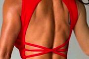 Red Open back cropped top, size 10