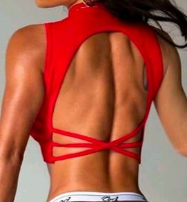 Red Open back cropped top, size 10