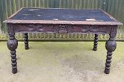 19th century carved oak table/desk