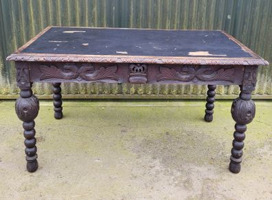 19th century carved oak table/desk