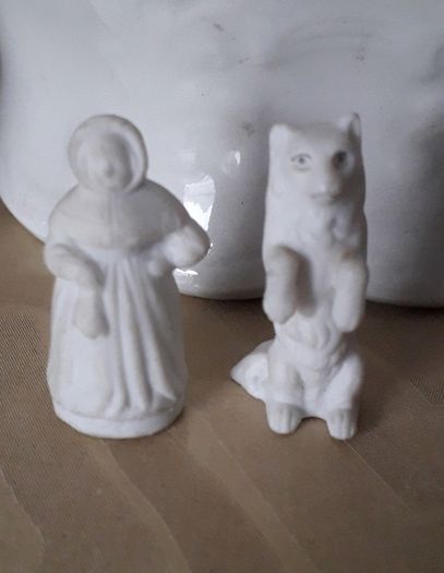 Two Antique - Victorian Bisque - Miniature Figurines