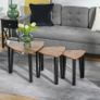 3 PCs Stackable Coffee Table Set Accent Furniture MDF Steel Frame Walnut (FREE POSTAGE) Image 2