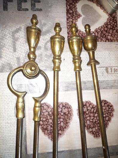 Beautiful Old Large Brass Fire Irons Shovel, Poker, Tongs, and a Brush, Postage Available or Collection on all my items