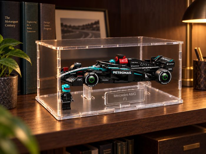 Stackable Acrylic Display Case for LEGO Speed Champions Cars | Flat-Pack Dust Cover with Display Stand