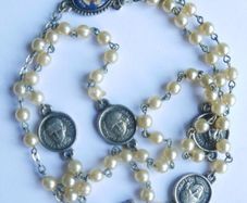 Antique/vtg Rosary Terra Fatima Faux Pearls Beads