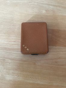 Pigskin cigar case , brass edged 1950s/60s