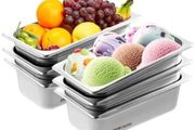 6 Pack Hotel Pans, 1/3 Size Anti-Jam Steam Pan, 0.8mm Thick Stainless Steel Restaurant Steam Table Pan, 4-Inch Deep Commercial Table Pan, Catering Storage Food Pan, for Industrial &amp; Scientific