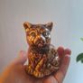 Vintage Staffordshire Treacle Glaze Pottery Brown Cat Figure Ornament Image 10