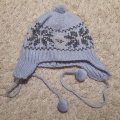 9-12M Knitted Warm Baby Hat with Straps