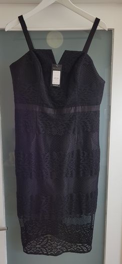 NEW LOOK black layered lace dress Sz 14UK - Bnwt Rrp 49.99