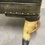 Antique Horn Leg Leather Armchair, Unusual Hand, Crafted Chair Image 4