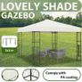 Gazebo with Curtain and String Lights 3x3 m Cream White Image 9
