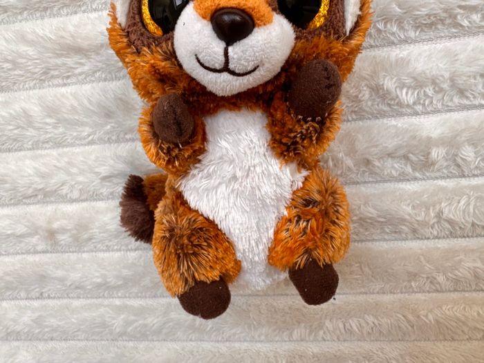 Ty Beanie Boos Rusty the Raccoon TySilk Beanie Soft Plush approx. 15 cm. Used Please see photos