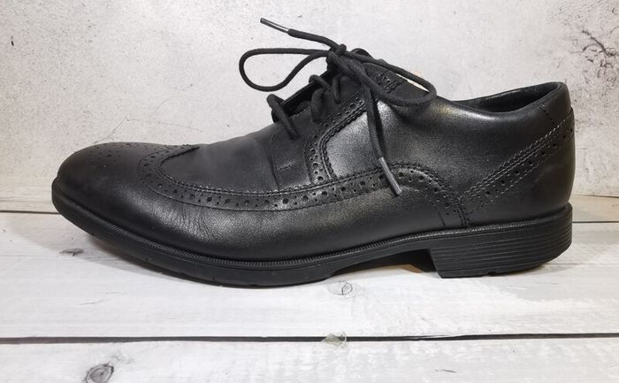 Rockport Adidas Adiprene Oxford Mens Brogue Leather Dress Shoe Black Size UK8