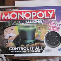 Monopoly Voice Banking Electronic Family Board Game for Ages 8 and up.