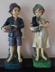 Peter Mook vintage signed boy and girl figures