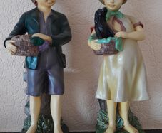 Peter Mook vintage signed boy and girl figures