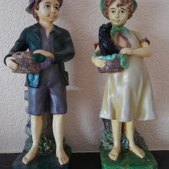 Peter Mook vintage signed boy and girl figures