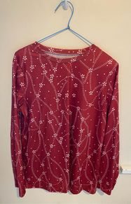 Burgundy Red Round Neck Long Sleeve T-shirt Top BNWOT Size Large