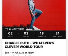 1 standing tickets for Charlie Puth