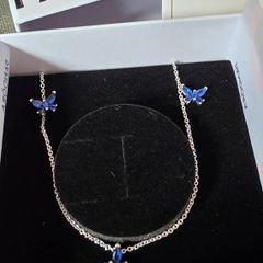 Pandora Silver Butterfly Necklace & Matching Butterfly Earrings Brand New