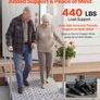 Heavy Duty Wheelchair Ramp with Handrails, 1140 x 850 mm, Non-Slip Iron Mobility Ramp, 199.6kg Capacity for Steps, Doorways, Scooters & Walkers Image 3