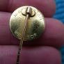 Vintage English Gold Tone Enamel Blood Donor Stick Pin Brooch Twin Hearts Crown Windsor Image 4