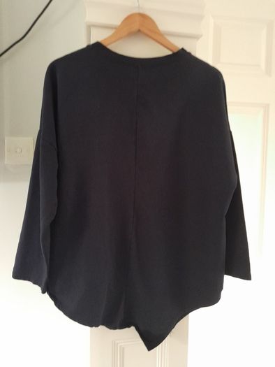 Asymmetrical Navy Top With Feature Pocket
