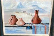 painting by A Wilson vintage pots