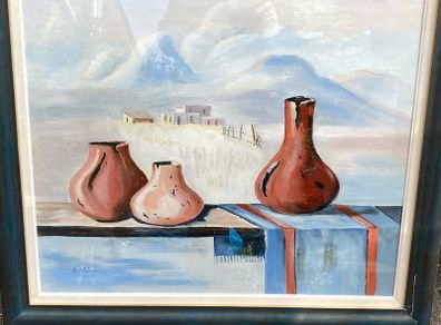 painting by A Wilson vintage pots
